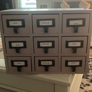 Light purple apothecary drawers